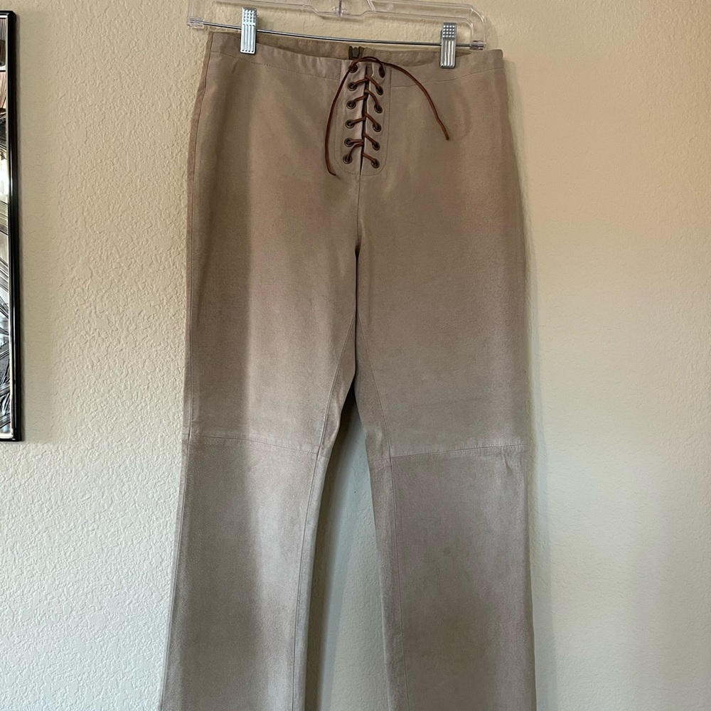 Tan leather pants